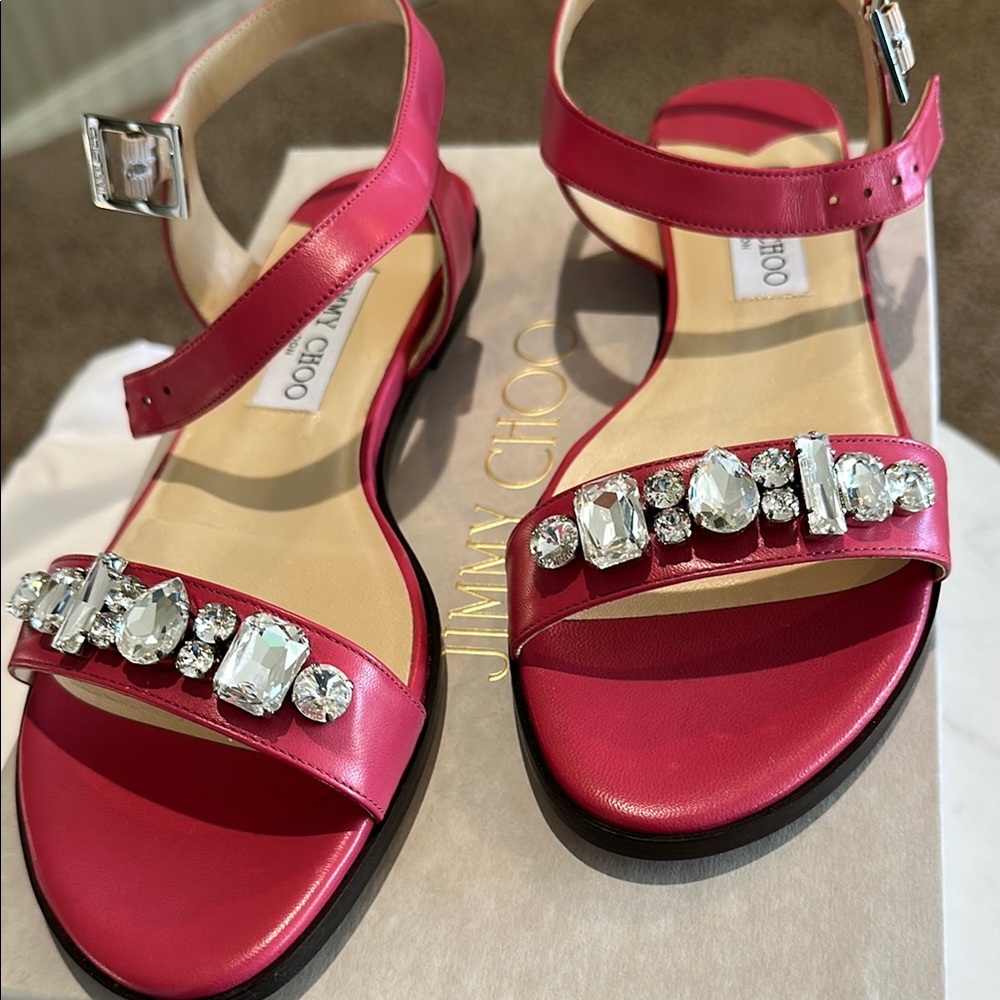 Jimmy Choo City Flat Sandals with Jewels